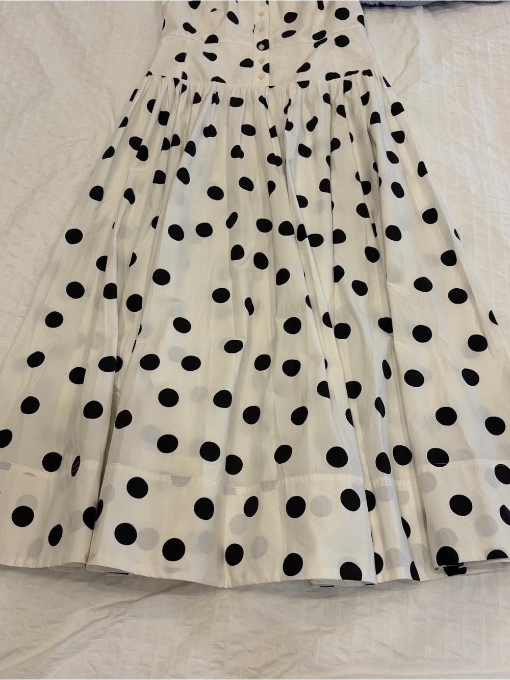 NWT J.Crew Button-front Dress in Dot-print Cotton Poplin - Ivory & Black - Picture 7 of 7